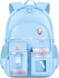 Cute Backpack for Teen Girls Kids Kawaii Bookbag Elementary Middle School Student Back Packs Aesthetic Travel Daypack Ages 6-8 8-10 10-12 (Blue,S)
