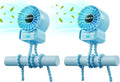 2 Pack Multifunctional Portable Stroller Fan 4 Speed 6600rpm High Speed Usb Rechargeable Personal Mini Handheld Fan Extended Tripod for Desktop Winding Kids Bed Treadmill Bike Golf Cart Outdoor Travel