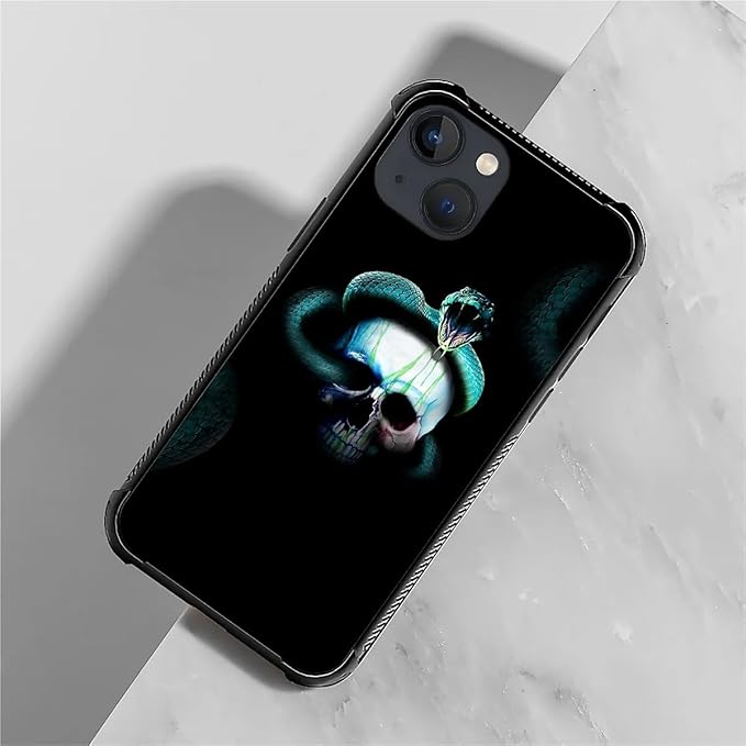 for iPhone 13 Mini Case, Skeleton Winding Snake Pattern Graphic Design Girl Boy Soft Silicone Hard Acrylic Shock Protection for iPhone 13 Mini