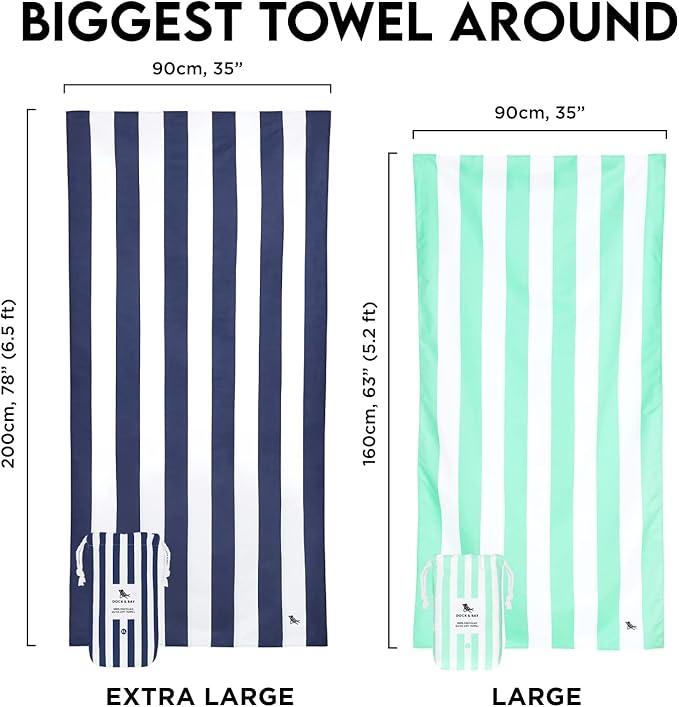 Dock & Bay Beach Towel - Quick Dry, Sand Free - Compact, Lightweight - 100% Recycled - Includes Bag - Cabana Light - Malibu Pink - Large (160x90cm, 63x35)