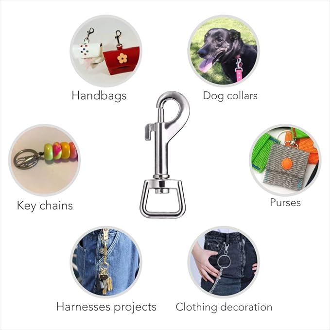 Lucky Goddness 20pcs Swivel Snap Hooks for Dog Leash Collar Linking, 2 Sizes Metal Heavy Duty Eye Lobster Claw Clasp Multipurpose- Perfect for Pet Buckle Key Chain Purse Bag Making Handmade DIY