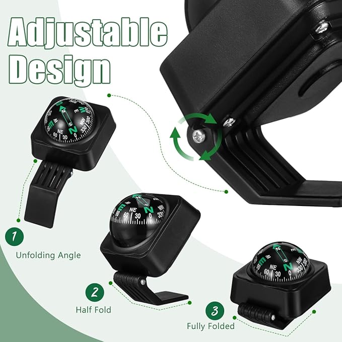 Cabilock Car Compass Dashboard Ball Portable Auto Direction Finder with Adjustable Dial Adhesive Mount for Outdoor Navigation in Cars and Suvs