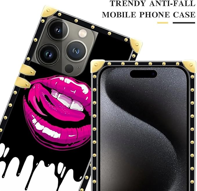 Compatible with iPhone 16 Pro Max Case, Black White Red Slap Sexy Luxury Golden Decoration for Girl Women Soft TPU Shockproof Protective Hard PC Back for iPhone 16 Pro Max