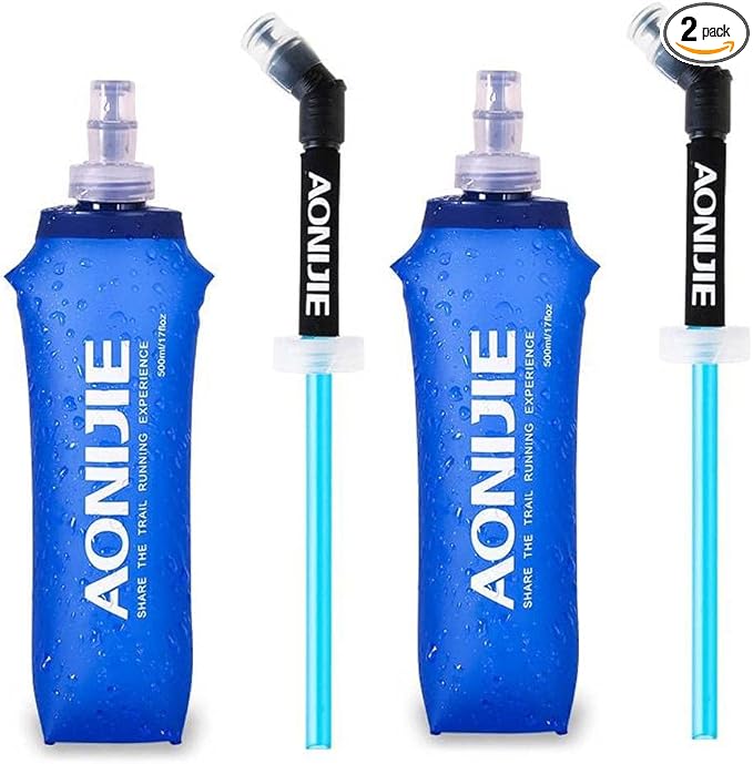 AONIJIE TPU Soft Flask Water Bottle Collapsible Running Flask for Hydration Pack, BPA Free, Wide Opening, for Outdoor Sports Hydration