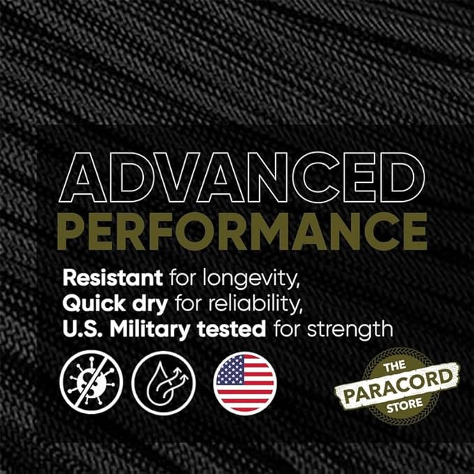 The Paracord Store | Type III 550 Paracord - 1000 FT Spool, Dark Green | Heavy Duty 7 Strand Tactical Paracord - USA Made Nylon Outdoor Parachute Cord for Camping, Fishing & More - Survival Cord
