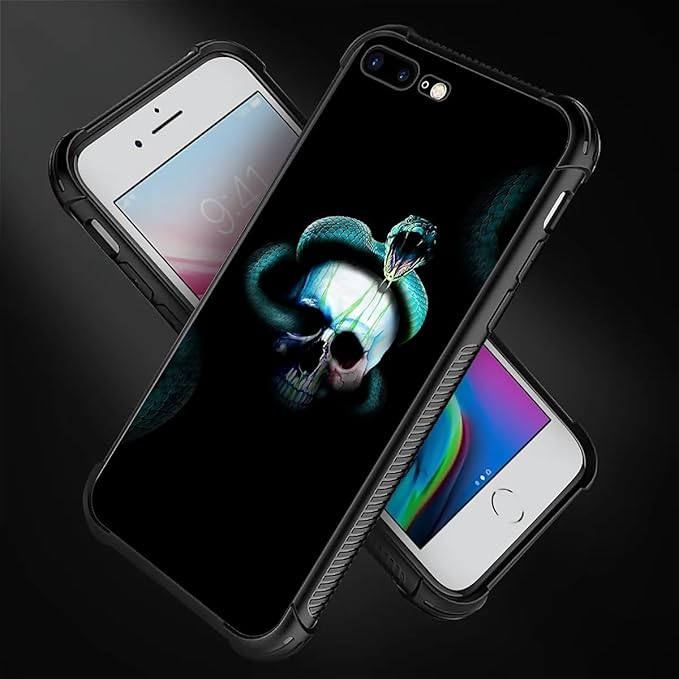 for iPhone 7/8 Case, Skeleton Winding Snake Pattern Graphic Design Girl Boy Soft Silicone Hard Acrylic Shock Protection for iPhone 7/8