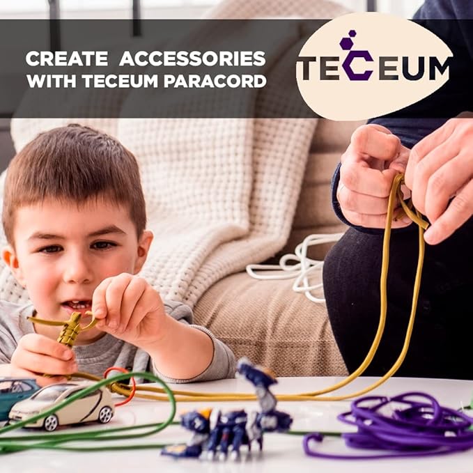 TECEUM 5/32" Paracord Rope 1000 – 1000ft / 200ft / 100ft / 50ft – Tactical Parachute Cord 4mm – 45+ Colors – Nylon String for Survival & Camping Gear – Stripe Cord for Survival – Utility Rope