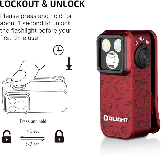 OLIGHT Oclip Pro EDC Flashlight Clip-on Light, Rechargeable 500 Lumens with Three Lighting Solutions Type-C Charging, Magnetic Flash Lights for Signaling, Cycling, Outdoor or Indoor Use (Crackle Red)