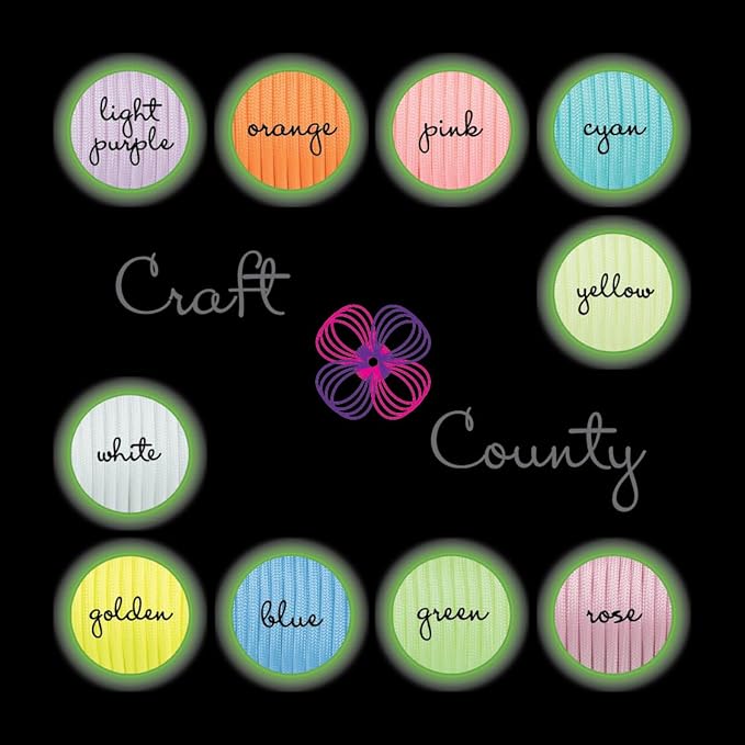 Craft County Glow in The Dark Zesty 21 Strand Luminous 550 Paracord – for DIY Bracelets, Lanyards, and Jewelry (Yellow, 50 Feet)