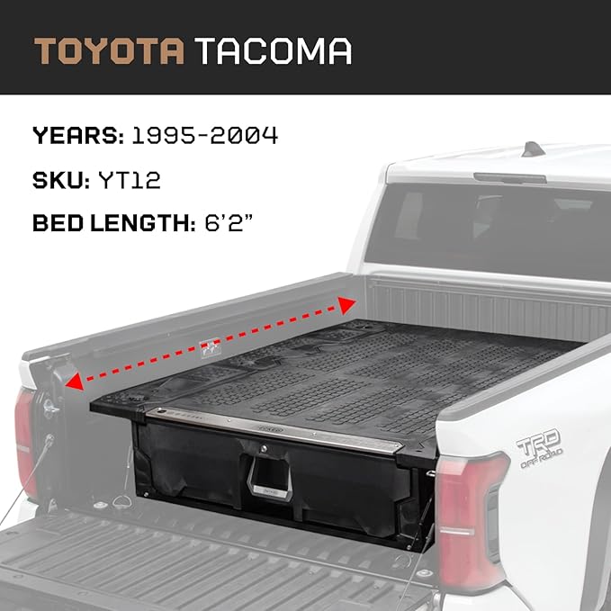 DECKED Truck Bed Storage System with System Accessories | Compatible with Toyota Tacoma (1995-2004) 6'2"