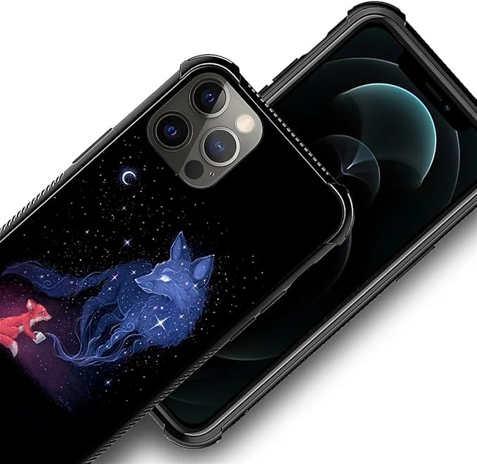 for iPhone 11 Pro Case, Galaxy Fox Wolf Pattern Graphic Design Girl Boy Soft Silicone Hard Acrylic Shock Protection for iPhone 11 Pro