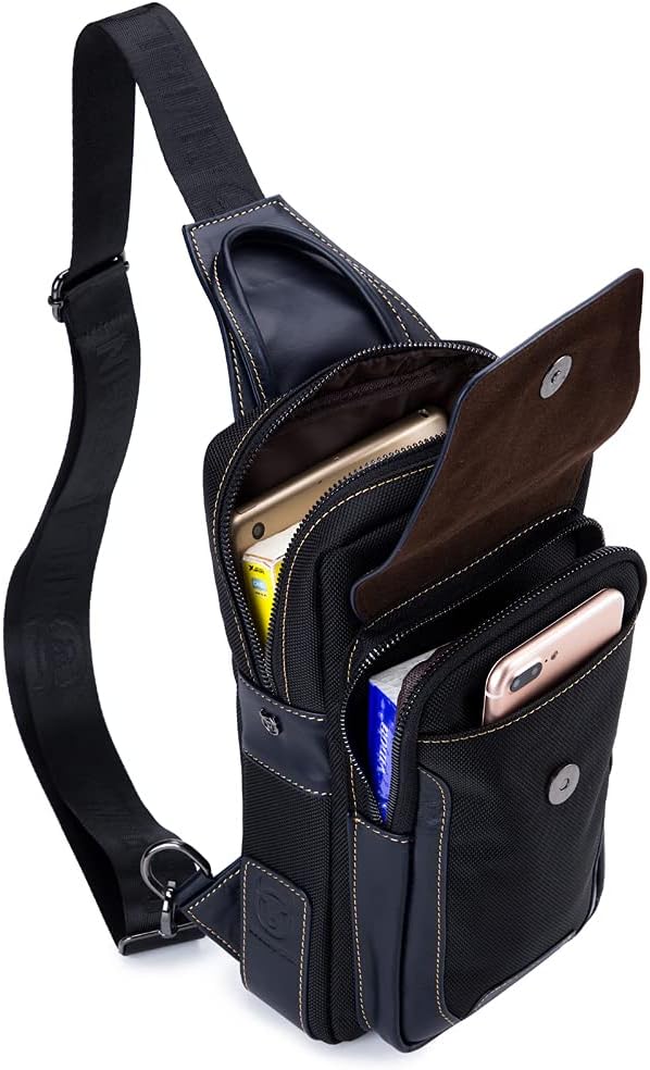 Cool Sling Bag Crossbody Backpack for Men Women Outdoor Travel Tactical Fishing Hunting Hiking Handbag Shoulder Chest Pack Camping Casual Daypack Black Brown