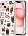 MOSNOVO Case for iPhone 15 Plus/iPhone 14 Plus, [Buffertech 6.6ft Military-Grade Drop Protection] [Anti Peel Off Tech] Clear TPU Bumper Phone Case Cover Design - Coffee