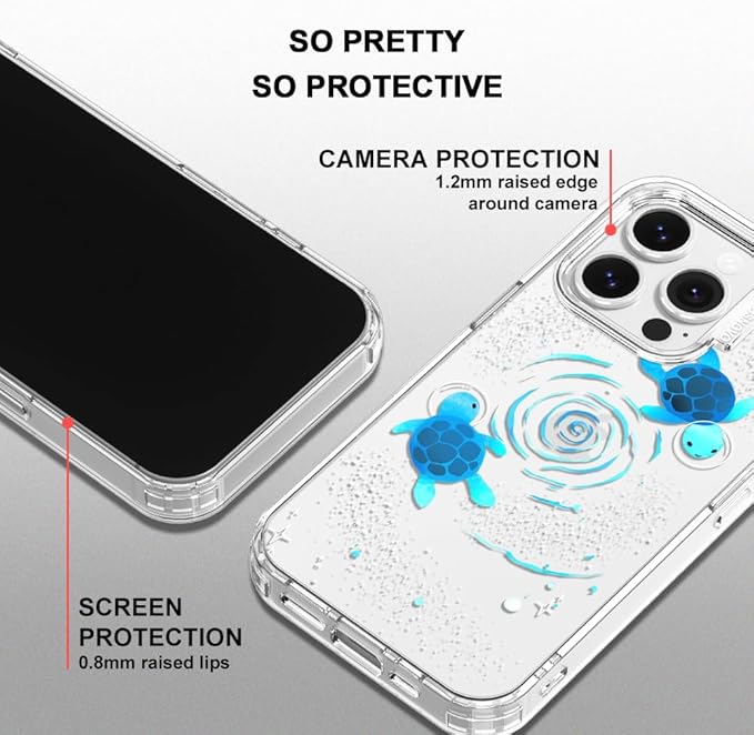 MOSNOVO Case for iPhone 14 Pro, [Buffertech 6.6ft Military-Grade Drop Protection] [Anti Peel Off Tech] Clear TPU Bumper Phone Case Cover Design - Space Turtle