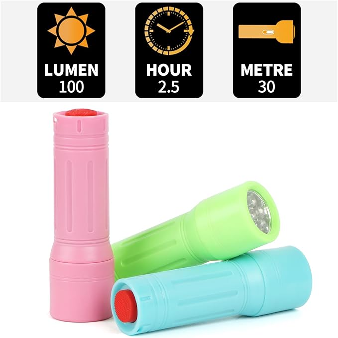 9-LED Mini Flashlight, Small Multicolor Flashlights with Lanyard, Batteries Included, for Hurricane Supplies, Christmas Gifts
