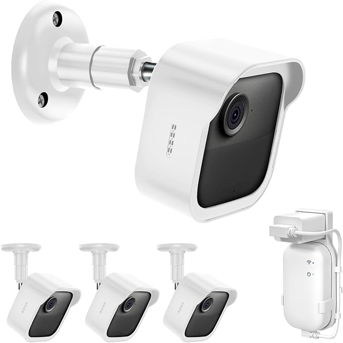 Wall Mount for Blink Outdoor Cameras , 3 Pack Weatherproof Housing, 360 Degrees Adjustable Bracket with Sync Module Core Mount for Blink Outdoor 2K+, 4th & 3rd Gen Cam, White (Camera is Not Included)