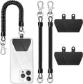 takyu Phone Tether, 2 Pack Phone Lanyard Tether with 4* TPU Patch and 1*Carabiner for Outdoor Hiking Cycling Climbing Skiing Compatible for iPhone Samsung Pixel Most Smartphones