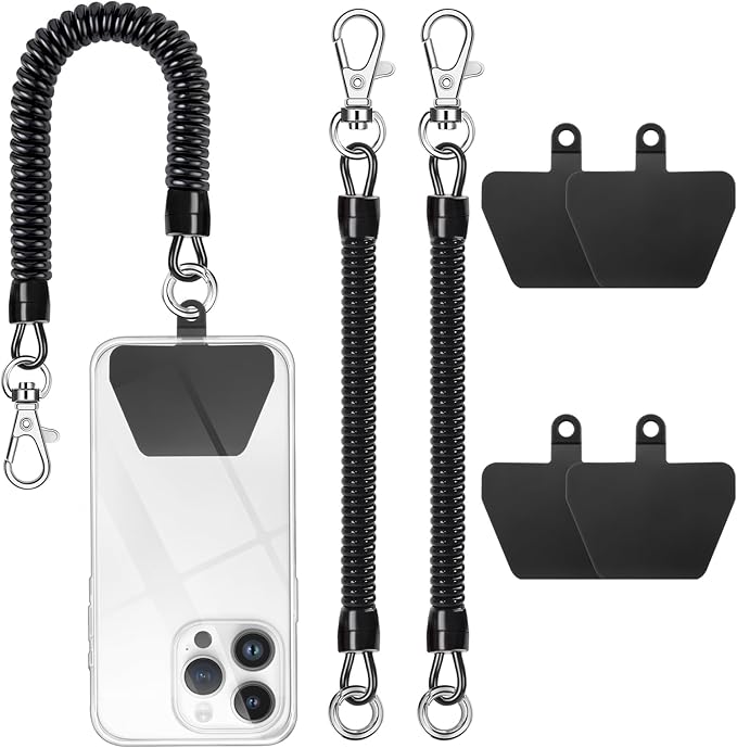 takyu Phone Tether, 2 Pack Phone Lanyard Tether with 4* TPU Patch and 1*Carabiner for Outdoor Hiking Cycling Climbing Skiing Compatible for iPhone Samsung Pixel Most Smartphones