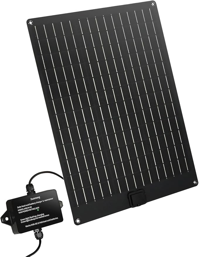 20W Solar Battery Maintainer & Trickle Charger, MPPT & Pulse Tech Solar Panel Kit, 12V Lead-Acid Battery Charger, Weatherproof for Car Boat Dump Trailer Outdoor Use