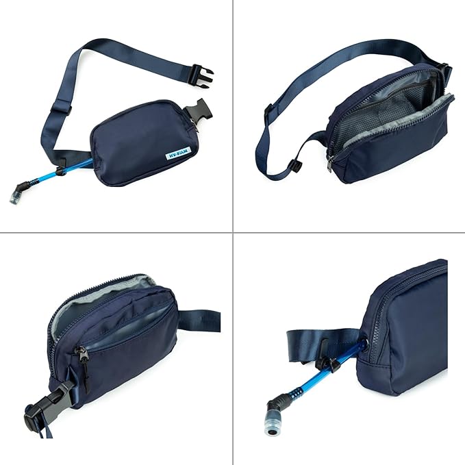 HY-FAN Hydration Cross Body with Bladder, 17oz BPA-Free, Hands-Free Design, Secure Pockets, Ideal for Athletic Outdoor Activities, Travel and More - Blue