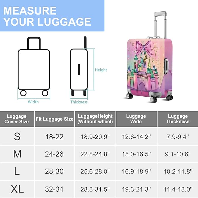 ANNA QUEEN Fantasy Castle Travel Luggage Cover -Stretchable Airplane Suitcase Protector Sleeve,Universal Washable Fit for 32-34 Inch Checked Baggage,Water Resistant Durable Luggage Protector,XL