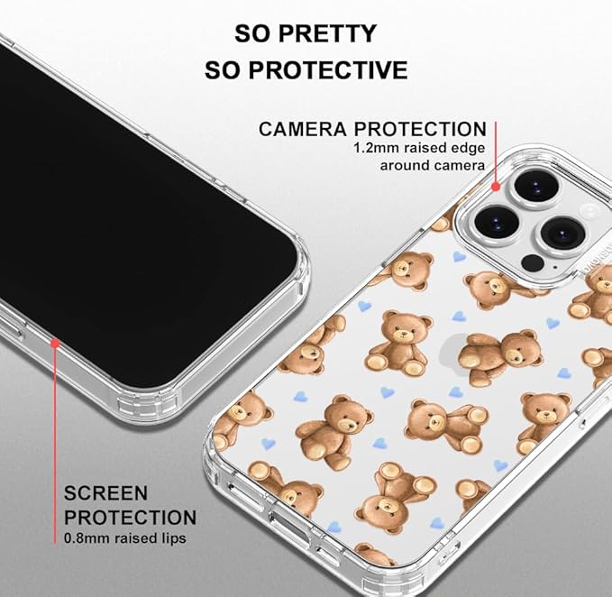 MOSNOVO for iPhone 16 Pro Case, Shockproof Military-Grade Protection 6.6ft Drop Tested, Clear Phone Case for iPhone 16 Pro, Teddy Mood Design
