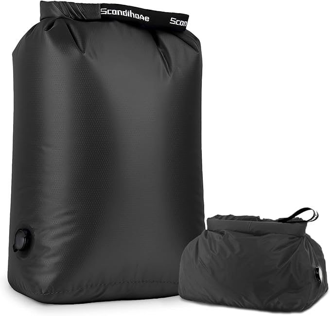 Travel Laundry Bag, Pump-Free Vacuum Compression Dirty Clothes Bag, Small Reusable Waterproof & Washable Laundry Bag, Wet and Dry Bag, Ideal for Suitcases, Road Trip Essentials (1 Pack) Black