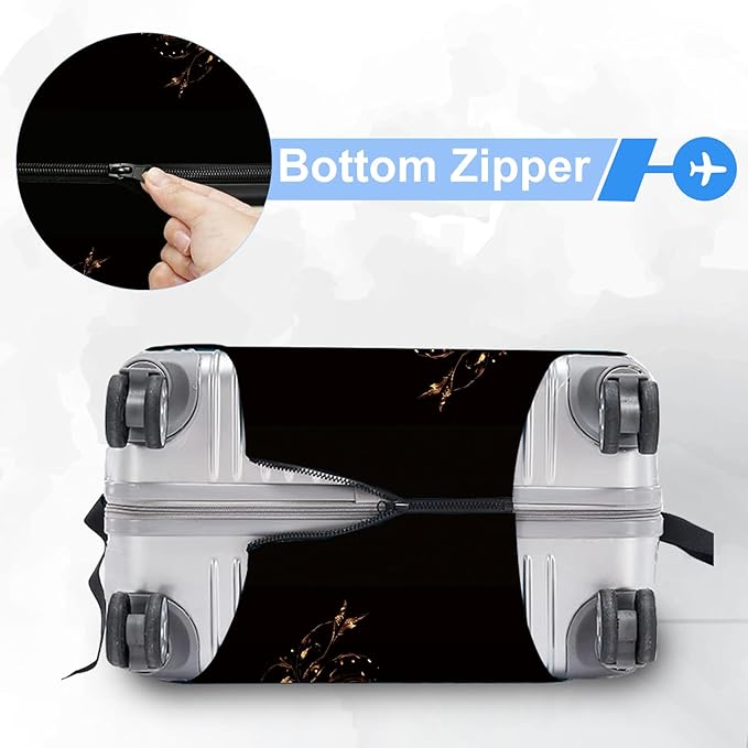 ANNA QUEEN Gold Butterfly Travel Luggage Cover -Stretchable Airplane Suitcase Protector Sleeve,Universal Washable Fit for 28-30 Inch Checked Baggage,Water Resistant Durable Luggage Protector