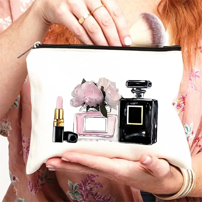 Fashionable Cosmetic Storage Bag，Adorable Printed Makeup Bag with Zipper - Spacious Cosmetics Case for Makeup Lovers - Gift for Friends, Girls, & Moms on Birthday (F0190)