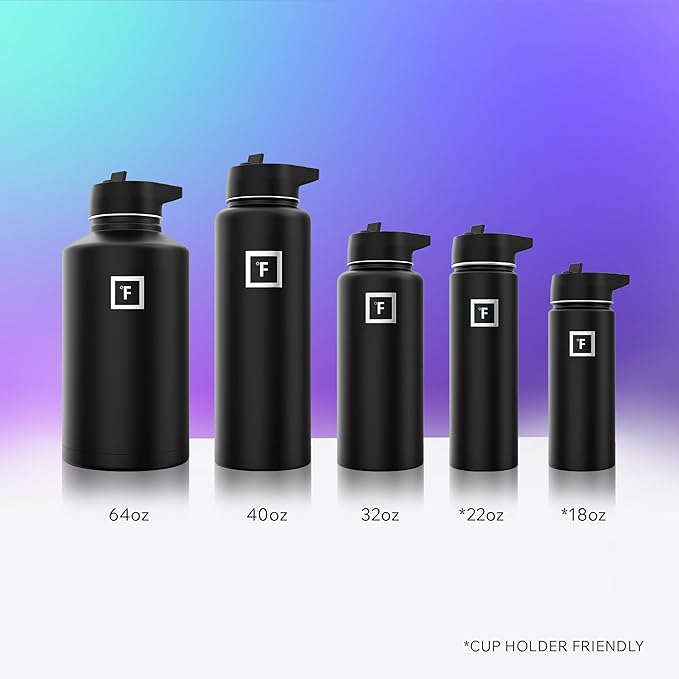 IRON °FLASK Camping & Hiking Hydration Flask with Straw, Wide Mouth Insulated Stainless Steel Sports Water Bottle - 22 oz Lavender