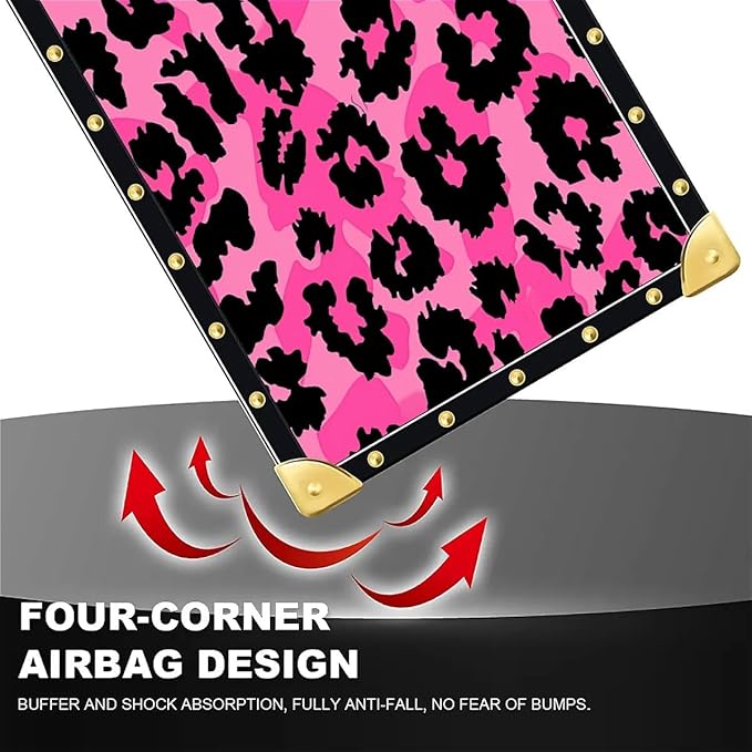for iPhone 17 Case Luxury Golden Decoration for Girl Women Soft TPU Shockproof Protective Hard PC Back for iPhone 17 Crazy Pattern Pink Black Leopard
