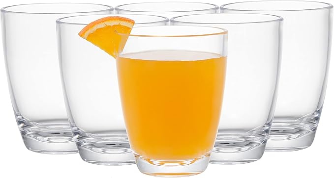 KLIFA- ETON- 15.2 ounce, Set of 6, Acrylic Drinking Glasses Set, BPA-Free Tumblers, Stackable Plastic Drinkware, Dishwasher Safe Cups, Clear