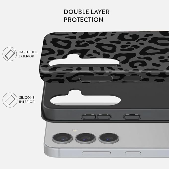 Compatible for Samsung Galaxy A57 5G Case, Dual Layer Heavy Duty 2 in 1 Shockproof Protective Phone Case,Black Cheetah Leopard Print