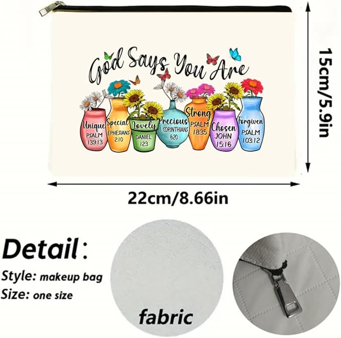 God Says You Are - Cosmetic Bag Makeup Bags Cute Travel Bag For Women, Travel Essential Lightweight Makeup Organizer, Versatile Coin Purse (F0074)