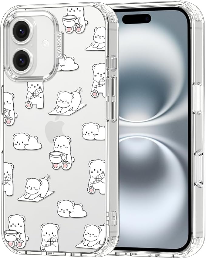 MOSNOVO for iPhone 16 Plus Case, Shockproof Military-Grade Protection 6.6ft Drop Tested, Clear Phone Case for iPhone 16 Plus, Cozy Bear Days Design