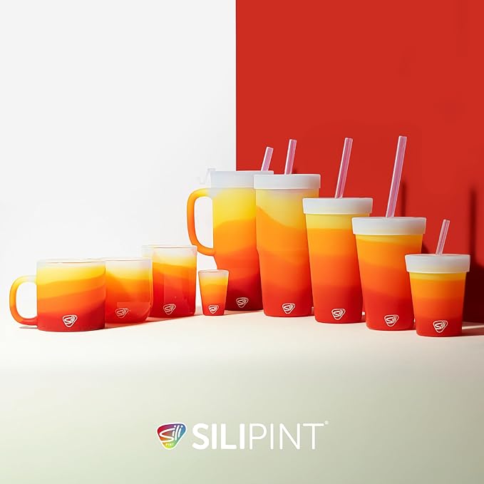 Silipint: 32oz Silicone Straw Tumbler, Unbreakable, Non-Toxic, Dishwasher Safe - Pack of 4