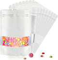 4"x6" 120pcs Mylar Bags for Food Storage,Smell Proof Bag with Matte Window Resealable Food Storage Bags for Small Business, Stand-up Foil Pouch Packaging Freeze Dried Candy Bag（White）