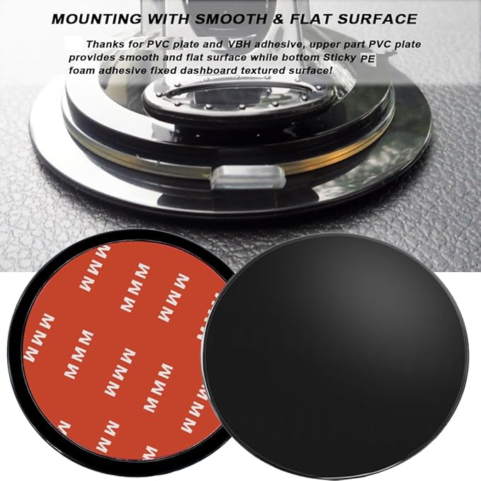 4 Pack 73mm Black Adhesive Dashboard Pad Mounting Disk, Mounting Disk for Suction Cup, Dash Mount Pad, 2.87 Inch Universal Suction Cup Adhesive Disc for GPS, Smartphones, Car Cameras
