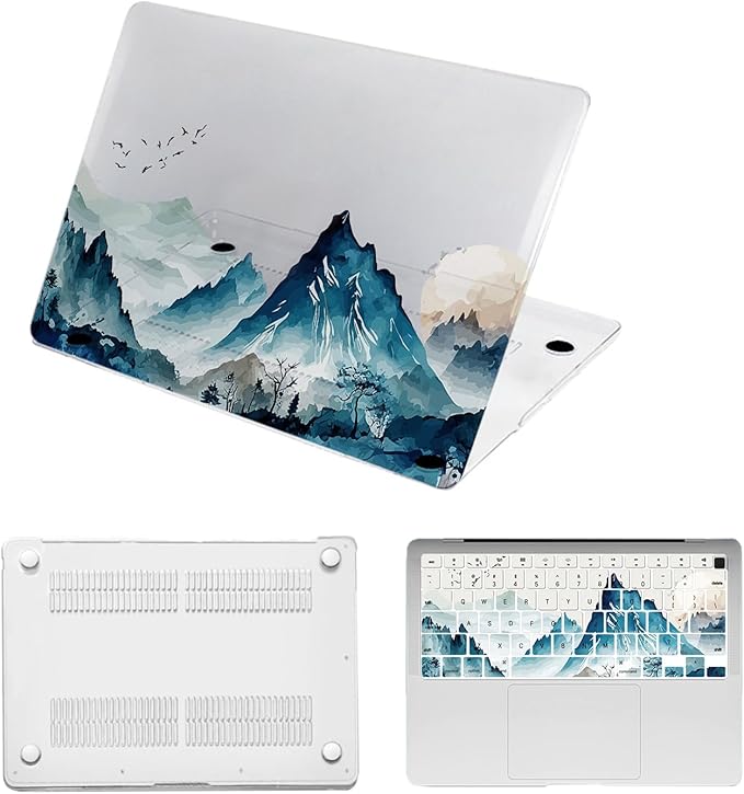 Case for New MacBook Pro 15 inch 2019 2018 2017 2016 Release (Model A1990 A1707),Anti-Fingerprint Hardshell Protective Case Cover & Keyboard Cover for Pro 15.3",Mountain & Bird