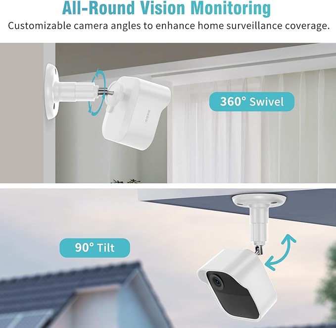 Wall Mount for Blink Outdoor Cameras , 3 Pack Weatherproof Housing, 360 Degrees Adjustable Bracket with Sync Module Core Mount for Blink Outdoor 2K+, 4th & 3rd Gen Cam, White (Camera is Not Included)