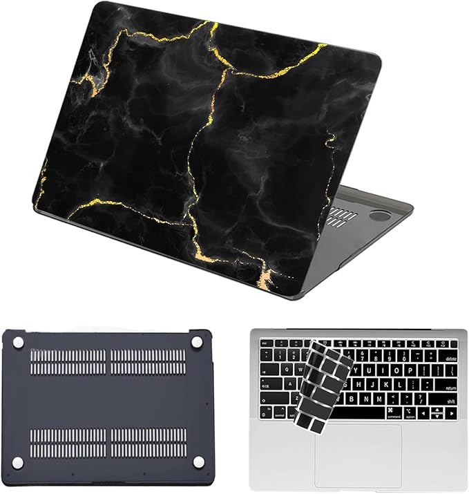 Case for New MacBook Pro 15 inch 2019 2018 2017 2016 Release (Model A1990 A1707),Anti-Fingerprint Hardshell Protective Case Cover & Keyboard Cover for Pro 15.3",Black Marble