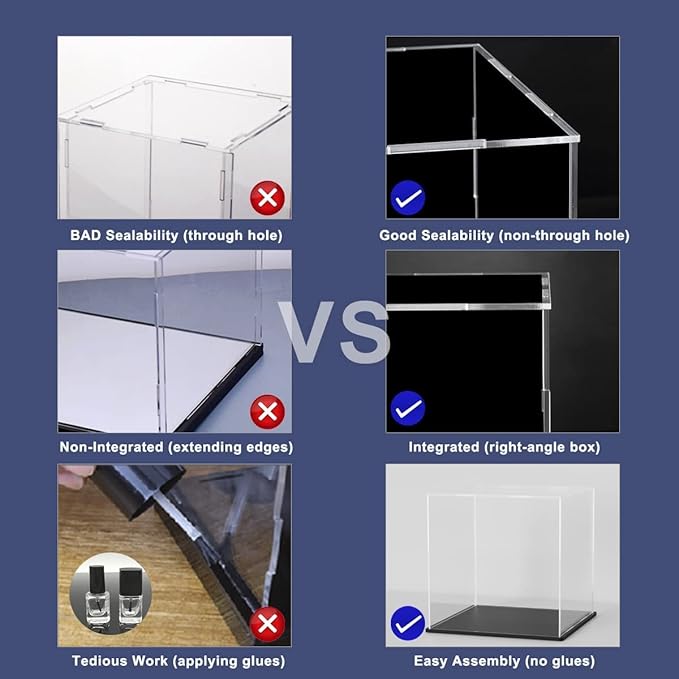 SVENJBB Acrylic Display Case, Large Clear Acrylic Box with Black Base and Lid for Collectibles and Figures, 14.5x11x11 Inch