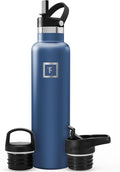 IRON °FLASK Camping & Hiking Hydration Flask with Straw, BPA-Free Insulated Stainless Steel Sports Water Bottle - 24 oz Twilight Blue