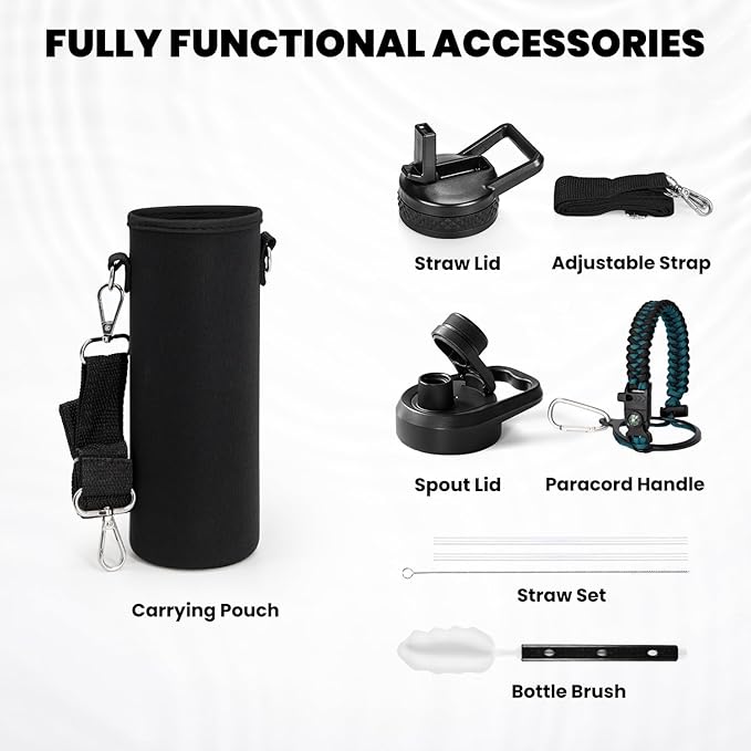 RAYMYLO Insulated Water Bottle 20 oz, Triple Wall Vacuum Stainless Steel (Cold for 24Hrs, Hot for 12Hrs), Leak Proof & Non-BPA, Kids Water Bottle Jug for School with Straw Spout Lids