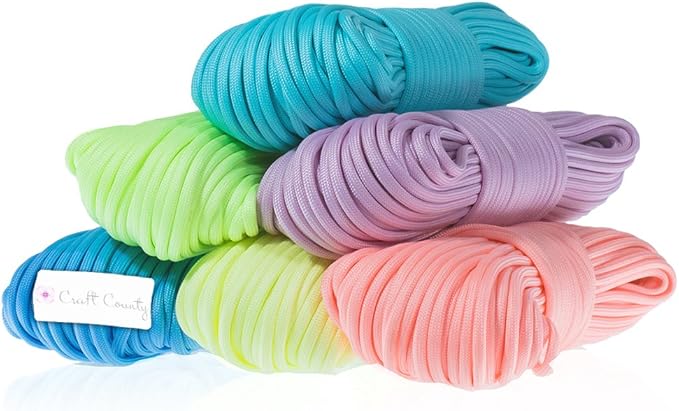Craft County Glow in The Dark Zesty 21 Strand Luminous 550 Paracord – for DIY Bracelets, Lanyards, and Jewelry (Blue, 10 Feet)