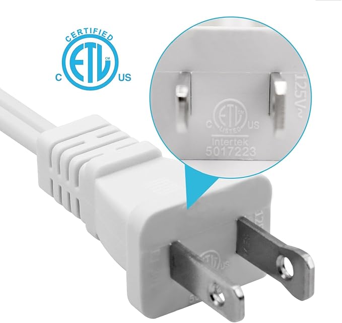 Short Extension Cord 3 Ft,2-Prong Extension Cord, NEMA 1-15P to 1-15R Thin Extension Power Cord - Compact Indoor/Outdoor Use for Home Office Small Appliances Camping