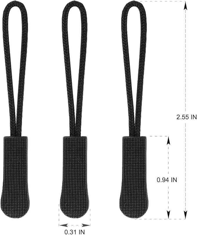 Upgraded Zipper Pulls, 10PCS Black - Premium Replacement for Luggage, Backpacks, Jackets, Purses, Handbags