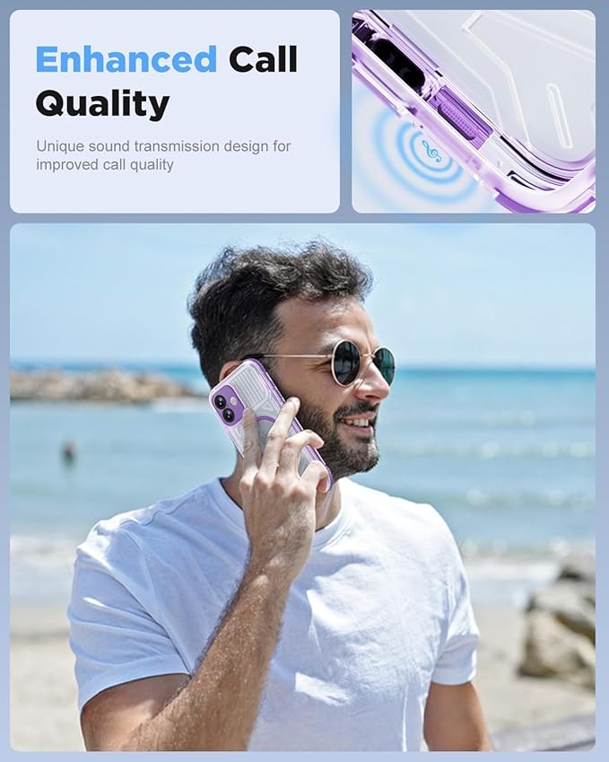 for iPhone 16 Waterproof Case with Magsafe, Built-in [Camera & Screen Protector] [Lanyard], IP68 Water Proof Full Body Dustproof Heavy Duty Frosted Protective Phone Cover, 6.1" Purple