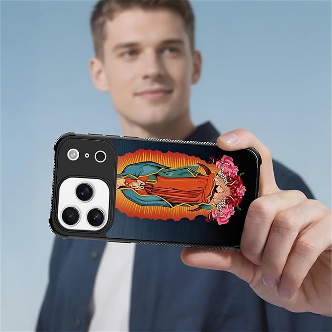 for iPhone 17 Pro Case,for MagSafe Graphic Design for Girl Boy Soft Silicone Hard Acrylic Shock Protection Designed for iPhone 17 Pro Red Virgen Guadalupe Pattern