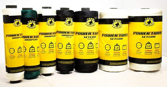 TEAM CATFISH Power Twine – 100% Nylon Bank Line for Fishing, Bushcraft, Gardening, Home Improvement, Craft, Camping, Construction & More (#10 Line) 300 Feet, White